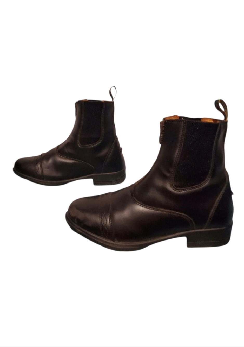 Moretta Faux Black Leather Zip Ankle Booties Boots Women's Size 6